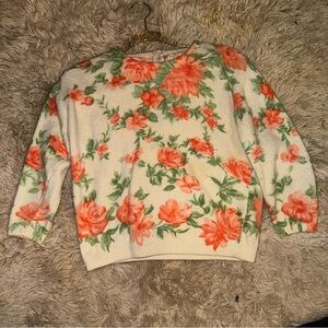 Vintage angora floral print sweater
